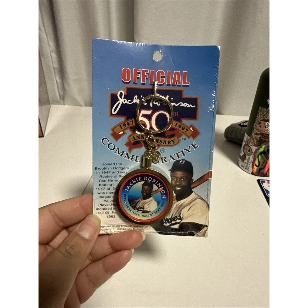 Jackie Robinson 50th Anniversary Commemorative Keychain Brooklyn Dodgers 1997